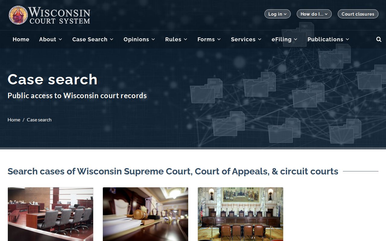 Marquette County Wisconsin court case-record search interface